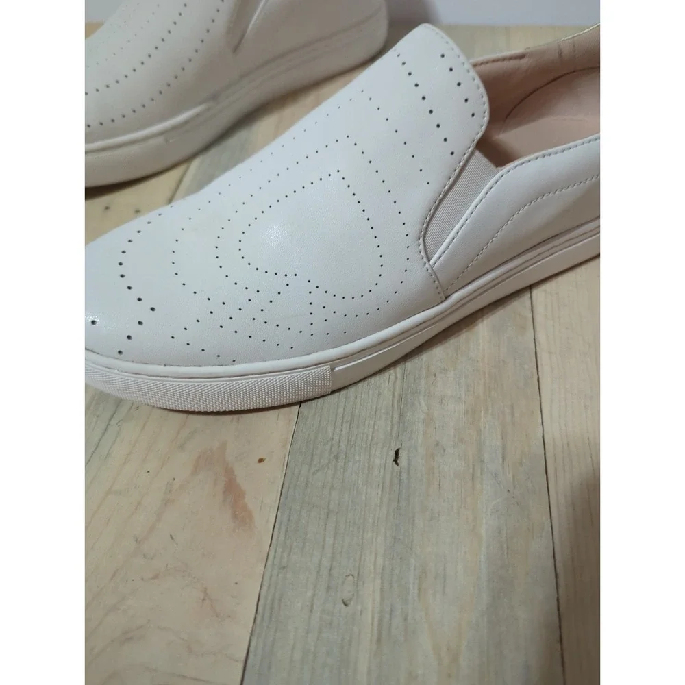 Kate Spade Azores Perforated White Leather Slip On Sneakers 7.5 Spade Design